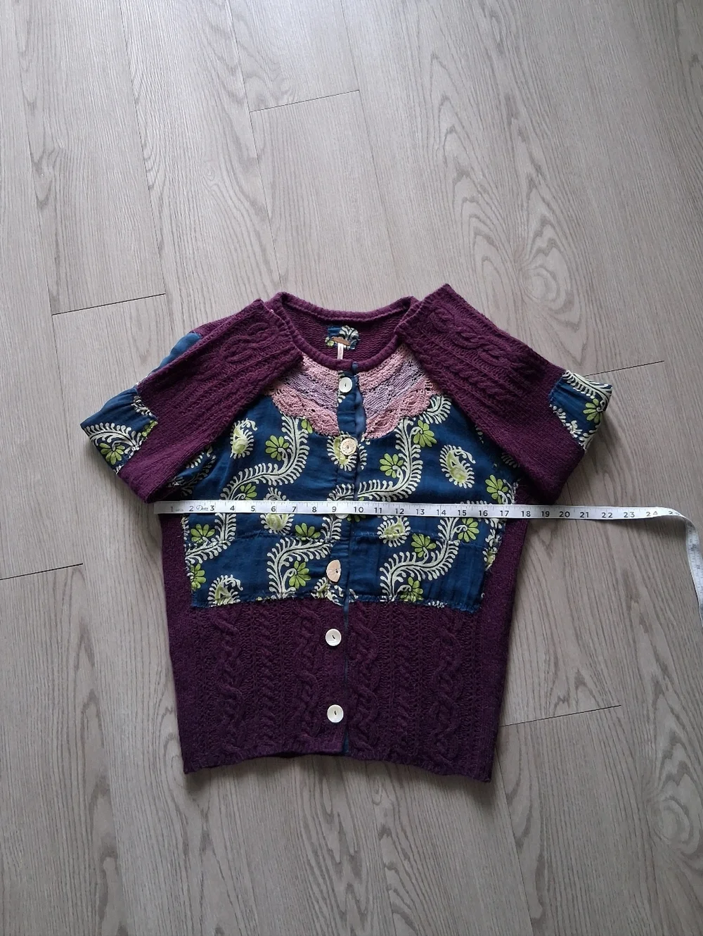 Vintage Free People Mix Media Knit Cardigan Patchwork Lace ASO Marissa Cooper OC - Picture 14 of 16